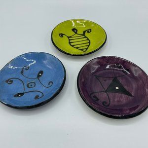 Vintage set of 3 Kri Kri Studio ceramic mini plates